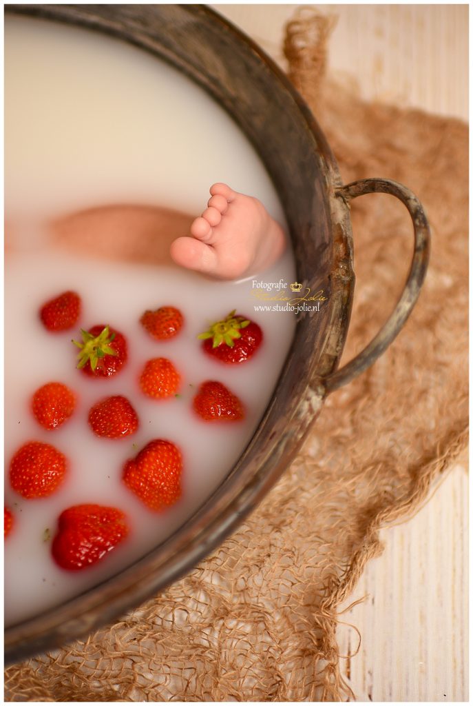 Melkbad aardbeien